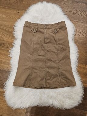 Vintage Brown Midi A-Line Cotton Skirt